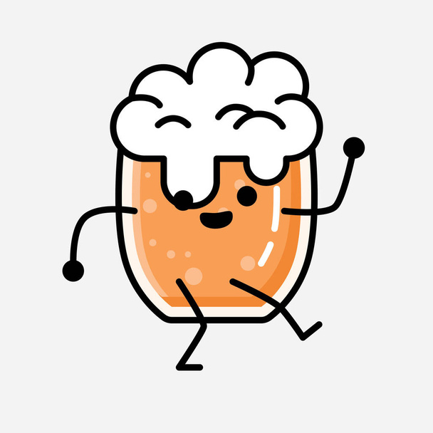 Une illustration de personnage vectoriel de mascotte de bière mignonne dans un style de conception plate - Vecteur, image