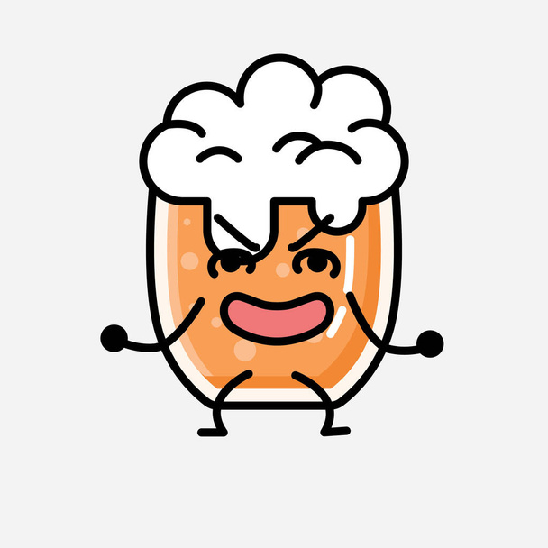 Ілюстрація милого пива Маскот Векторний персонаж у стилі плоского дизайну
 - Вектор, зображення