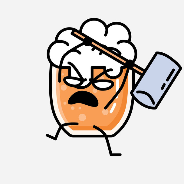 Uma ilustração do personagem de vetor de mascote de cerveja bonito em estilo de design plano
 - Vetor, Imagem