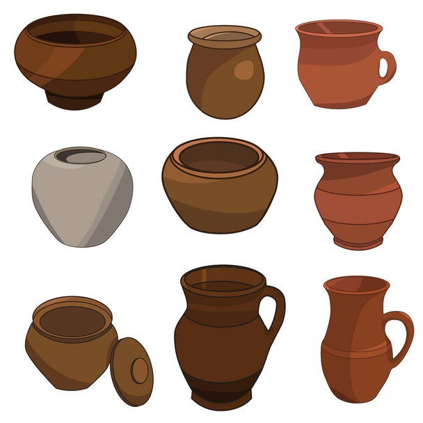geïsoleerde potten van klei - Vector, afbeelding