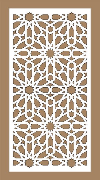 Lazer vektör kesme paneli. Cnc dekor deseni, jali tasarımı, iç bölüm. İslami, Arap lazer kesimi - Vektör, Görsel
