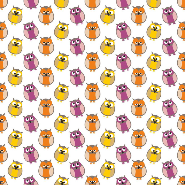 Tile vector pattern with owls on white background - Vektor, kép