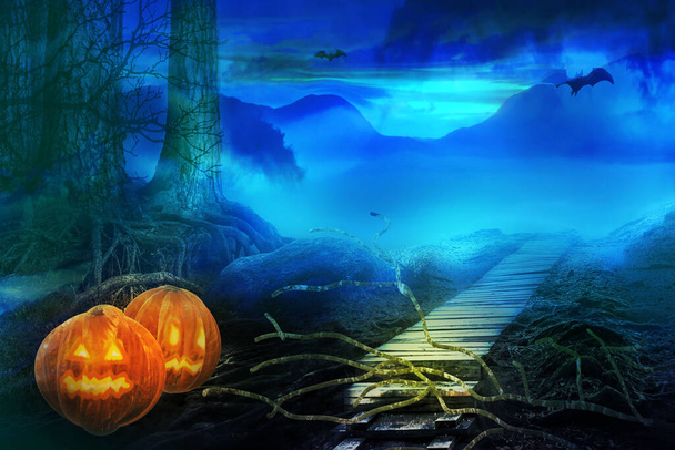 Fond d'Halloween. Paysage fantastique coloré. - Photo, image