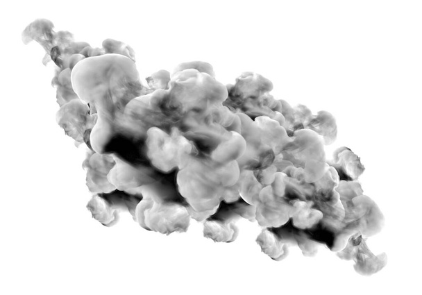 Gray smoke on white background. 3d rendering, 3d illustration. - Foto, afbeelding