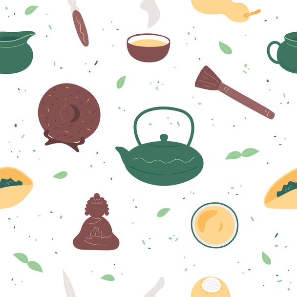 Čínský čajový obřad hladký vzor - Vektor, obrázek