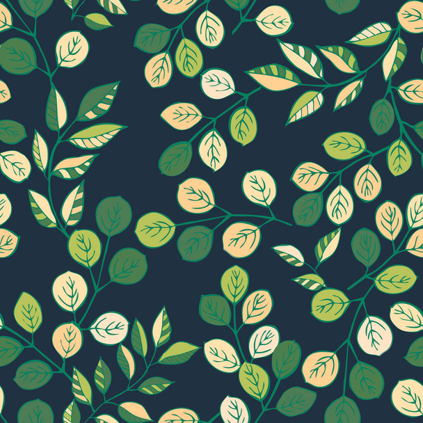 Eco print from autumn leaves. Seamless floral pattern. Nature simple background for fabric, cloth design, covers, manufacturing, wallpapers, print, gift wrap and scrapbooking. - Vector, imagen