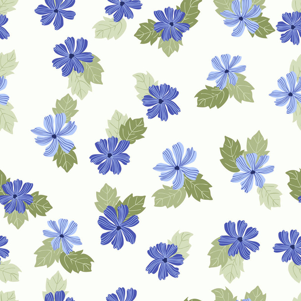 Seamless floral pattern with simple small flowers. Folk style millefleurs. Plant background for textile, wallpaper, covers, surface, print, wrap, scrapbooking, decoupage. - Vektor, Bild