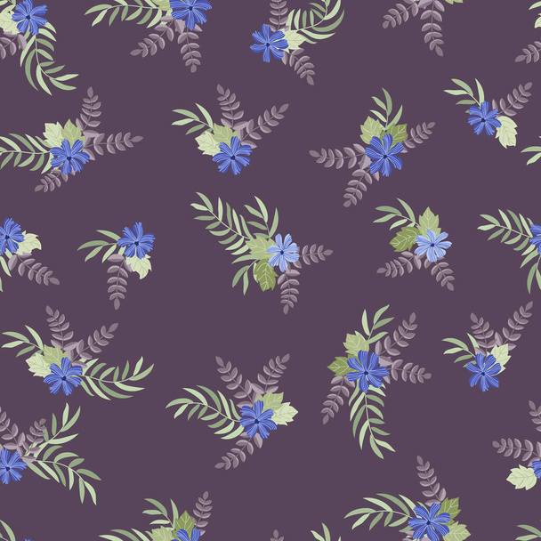 Lovely seamless floral pattern with bright colorful small flowers. Folk style millefleurs. Plant background for textile, wallpaper, covers, surface, print, wrap, scrapbooking, decoupage. - Vector, Image