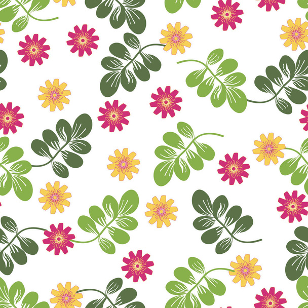 leaves and flowers seamless pattern  - Vektor, Bild