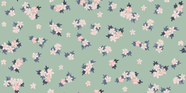  Simple cute pattern in small beauteous flower of mallow. Liberty style. Floral seamless background for textile or book covers, manufacturing, wallpapers, print, gift wrap and scrapbooking. - Wektor, obraz