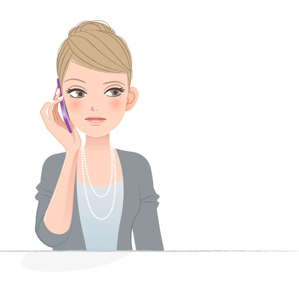 Pretty woman frowning on the phone - Vector, Image