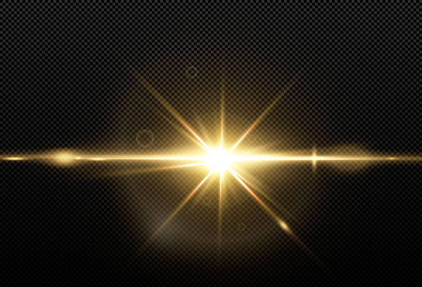 Abstract stylish light effect on a black background. Golden luminous neon line. Gold glowing dust and glare. Flash light trail. Vector stock illustration eps 10 - Vector, Image