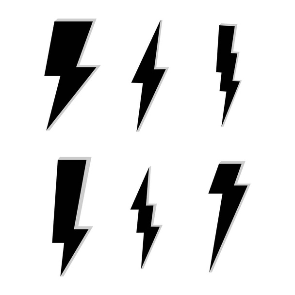Lightning vector set isolated from background. Simple icon storm or thunder and lightning strike isolated from the background. - Vector, Image