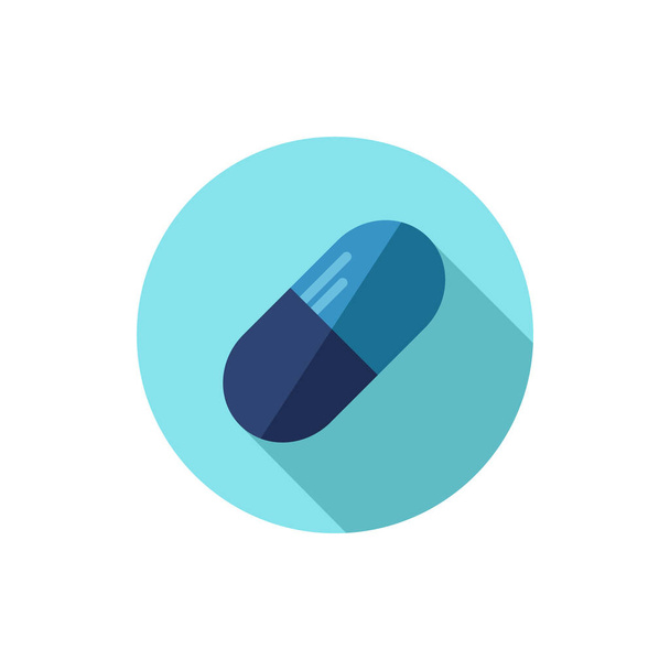 blaue und hellblaue Pille Medizin flaches Design - Vektor, Bild