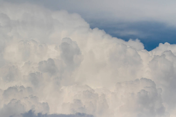 青い空に積雲。嵐の前駆雲 - 写真・画像