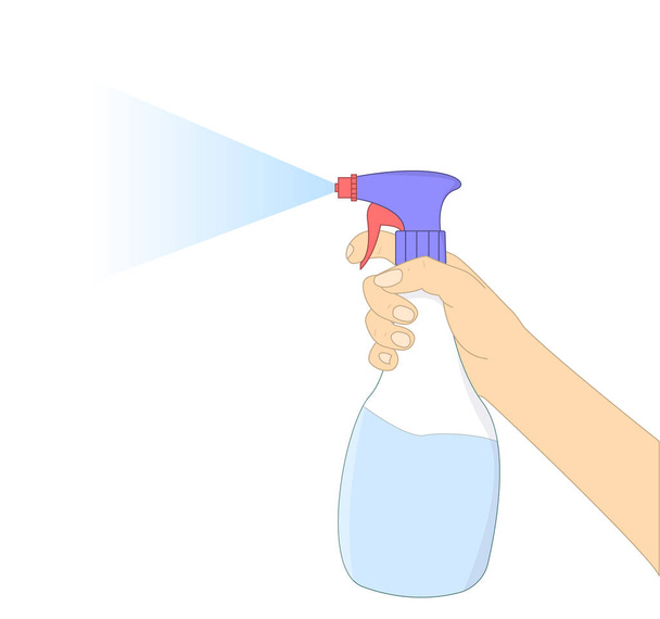 Distribuidor de garrafas de spray com proposta de desinfecção para matar MERS-Cov, COVID-19
 - Vetor, Imagem