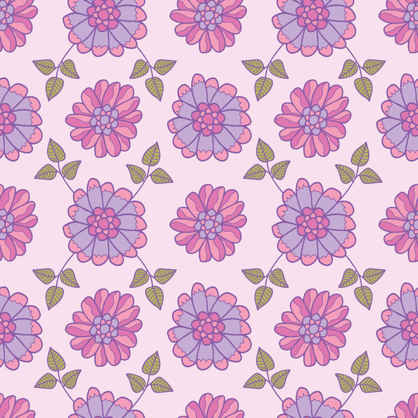 Retro 60s floral. Vector repeat pattern. Great for home decor, wrapping, fashion, scrapbooking, wallpaper, gift, kids, apparel. - Διάνυσμα, εικόνα