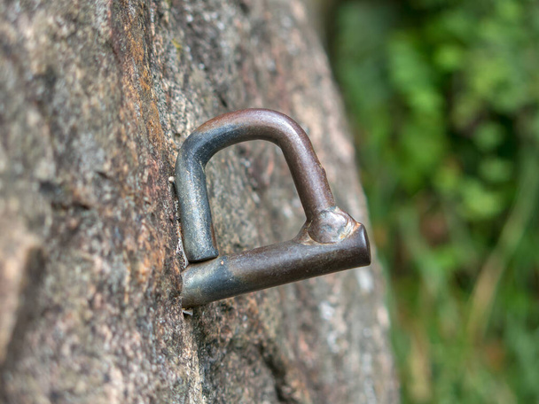 Rock climbing bolts protection in a steep rock wall - Photo, Image
