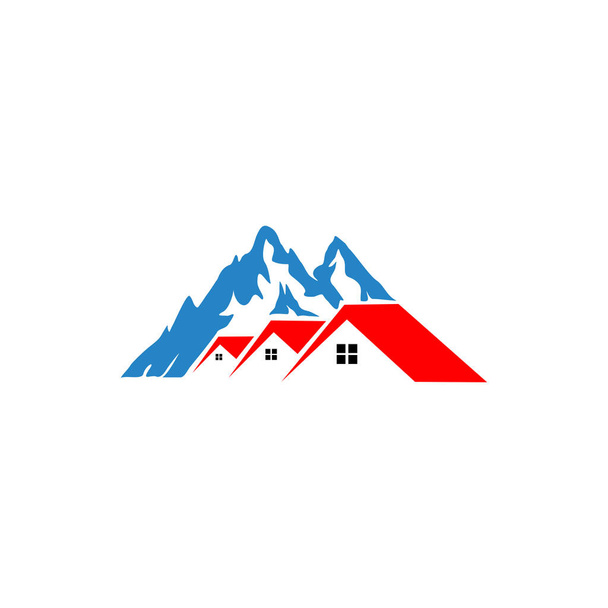 Vector Home Mountain Logo Konzept, Vektor Design Hauslandschaft - Vektor, Bild