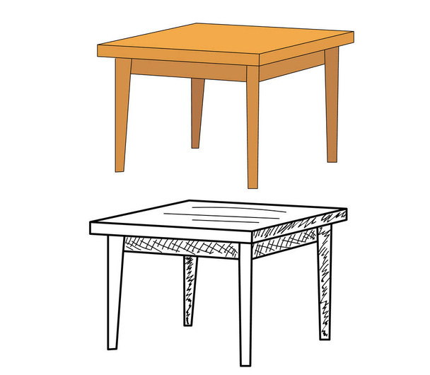 ベクトルと隔離されたテーブルのスケッチ - ベクター画像