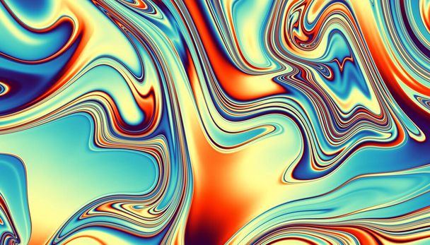 Abstract digitaal fractal patroon. Psychedelische golvende textuur. - Foto, afbeelding