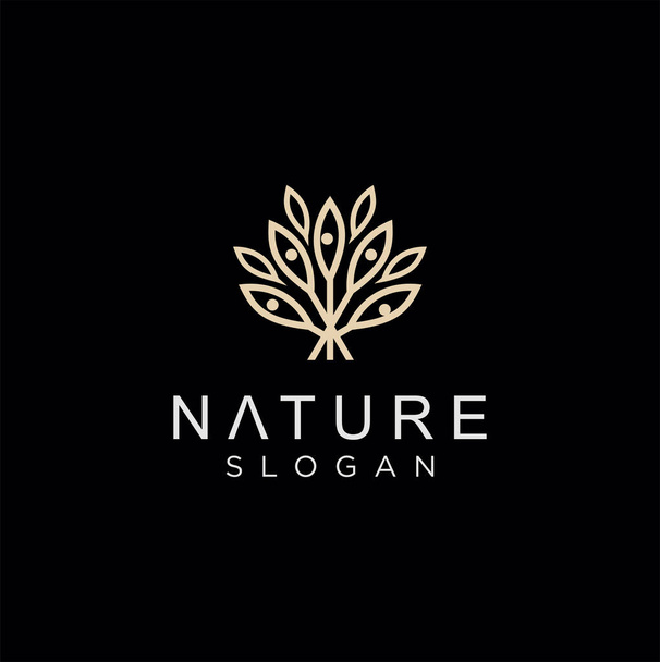 gouden abstracte luxe blad logo. Golden Leaves Plant Logo ontwerp vector template Lineaire stijl. Luxe Fashion Jewelry Logo concept icoon - Foto, afbeelding