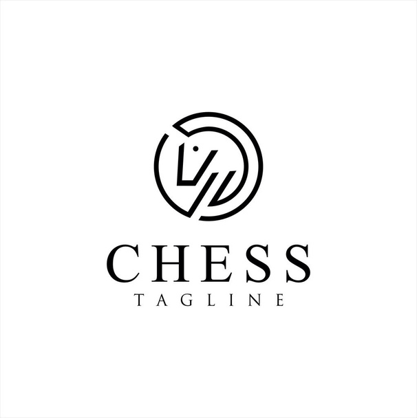 Chess Horse Logo Line Design. Chess Knight Horse linear logo Design Vector illustration. - Photo, Image
