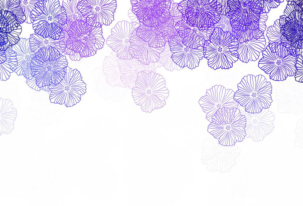 Ελαφρύ μωβ διάνυσμα κομψό μοτίβο με φύλλα. Πολύχρωμη απεικόνιση σε στυλ doodle με λουλούδια. Υφή μοτίβο για ιστοσελίδες, banners. - Διάνυσμα, εικόνα