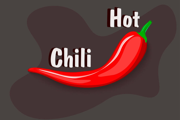 Rode hete chili peper met schaduw op een bruine achtergrond. Verse peper, een ingrediënt in de Mexicaanse keuken, geeft een scherpe smaak, vurige adem, branderig gevoel. Sjabloon voor een spandoek. Vectorafbeelding - Vector, afbeelding