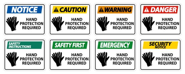 Wymagana ochrona dłoni Znak na białym tle  - Wektor, obraz
