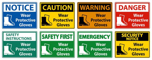 Wear protective footwear sign on transparent background  - Vector, Image