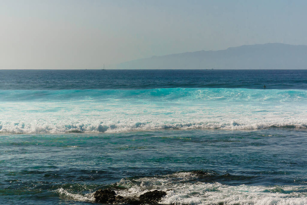 wave ocean water blue ocean wave horizontal background - Foto, Imagen