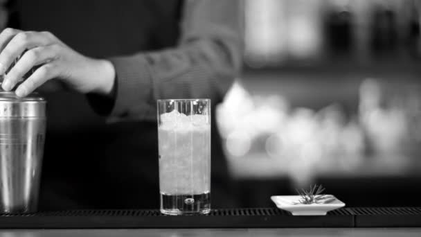 Бармен коктейль в коктейле шейкер в баре черно-белый
 - Кадры, видео