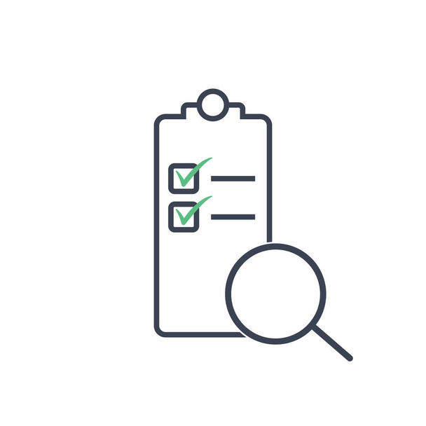 checklist icon. document icon. Magnifying glass. vector symbol in simple flat line style EPS10 - Vector, Image