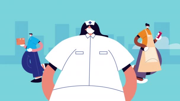 група професіоналів, які носять персонажів медичних масок
 - Кадри, відео