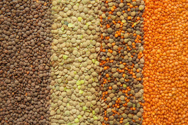 cumulo di lenticchie crude come sfondo - Foto, immagini