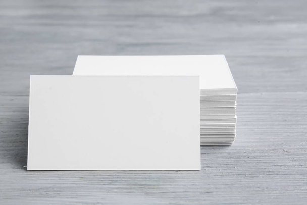Blank business cards on wooden background - Foto, Imagem