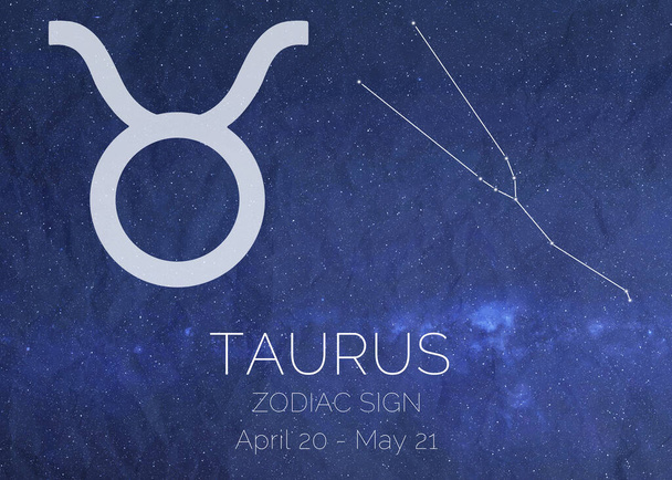 Zodiákus jel Taurus asztrológiai infografika. A kép elemeit a NASA bocsátotta rendelkezésre. - Fotó, kép