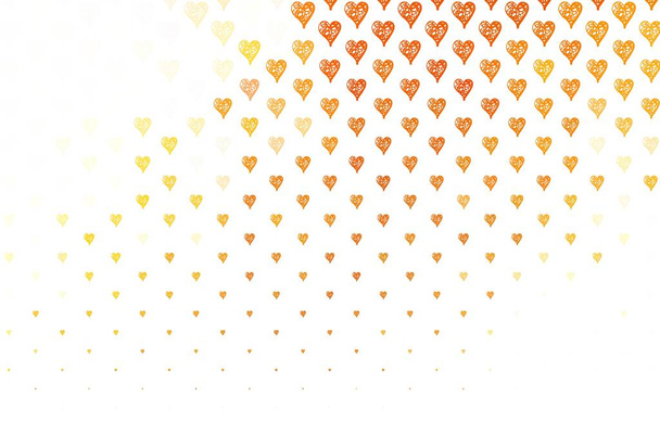 Plantilla vectorial naranja claro con corazones de garabato. Ilustración inteligente con corazones degradados en estilo San Valentín. Patrón para regalos de matrimonio, felicitaciones
. - Vector, imagen