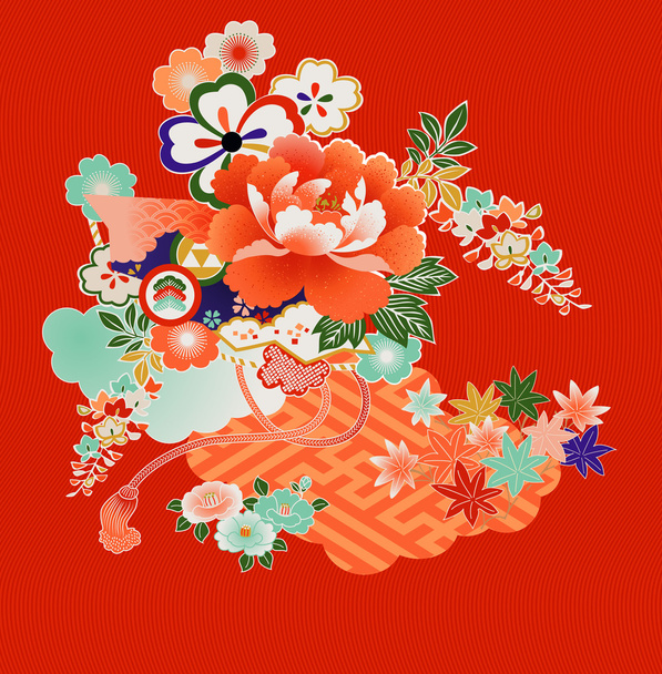 ročník japonské kimono návrhy - Vektor, obrázek