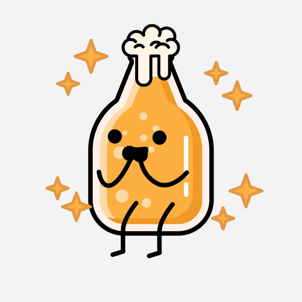 Une illustration de personnage vectoriel de mascotte de bière mignonne dans un style de conception plate - Vecteur, image