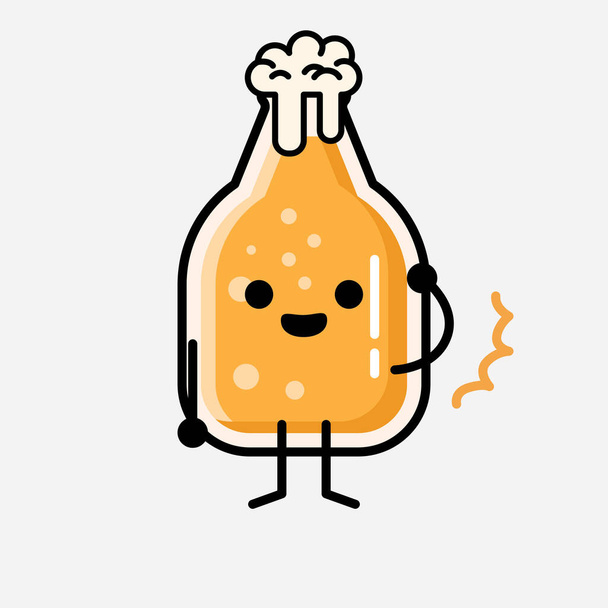Una ilustración del carácter lindo del vector de la mascota de la cerveza en estilo plano del diseño
 - Vector, Imagen