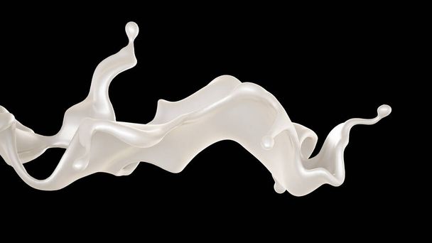 A splash of milk on a black background. 3d rendering, 3d illustration. - Foto, Bild
