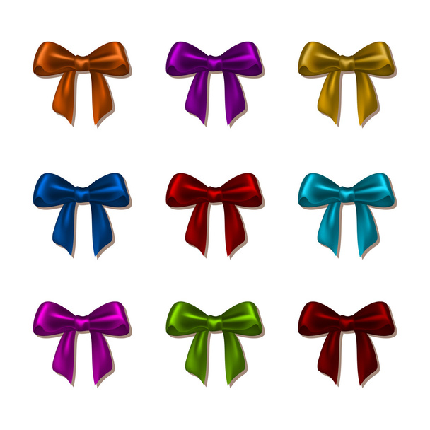 Conjunto de elegantes lazos de seda de colores
 - Vector, Imagen