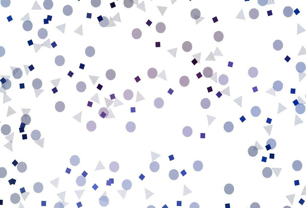 Rosa claro, modelo de vetor azul com cristais, círculos, quadrados. Ilustração com círculos coloridos, triângulos, retângulos. Padrão para livretos, folhetos - Vetor, Imagem