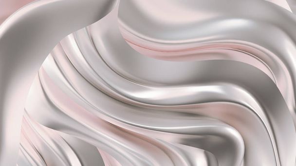 Luxurious silver background with satin drapery. 3d rendering, 3d illustration. - Фото, изображение