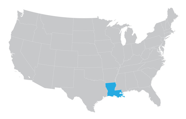 USA mapa s označením státu louisiana - Vektor, obrázek