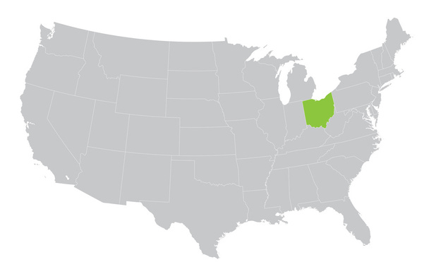 usa-karte mit der angabe des zustandes ohio - Vektor, Bild