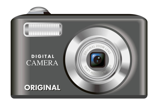 Abbildungen von Digitalkameras. / Bunte Digitalkamera. / Grau. - Foto, Bild