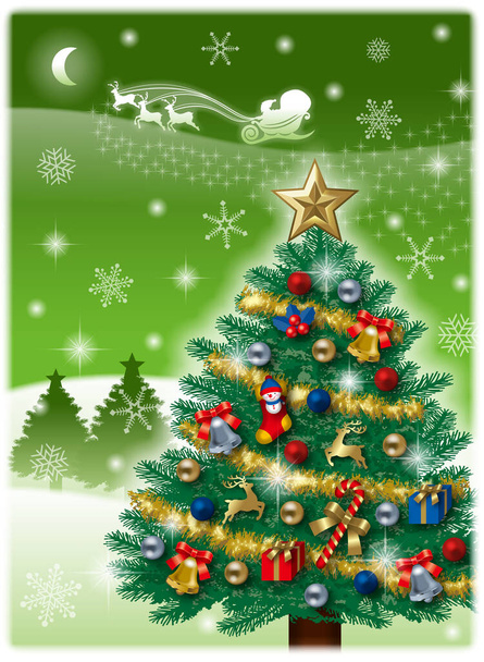 Carte de Noël. / Fond vert. Vertical. - Photo, image
